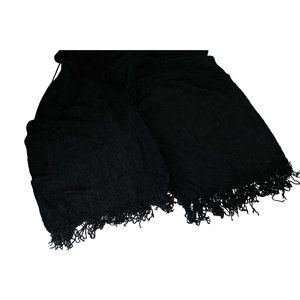 Black Chenille Scarf Muffler Neutral Fringe 66395